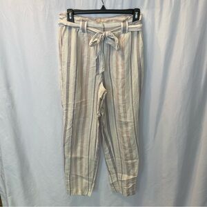 Express Linen & Cotton Blend Ankle High Rise Size 2R Pants Slacks Belt Tie